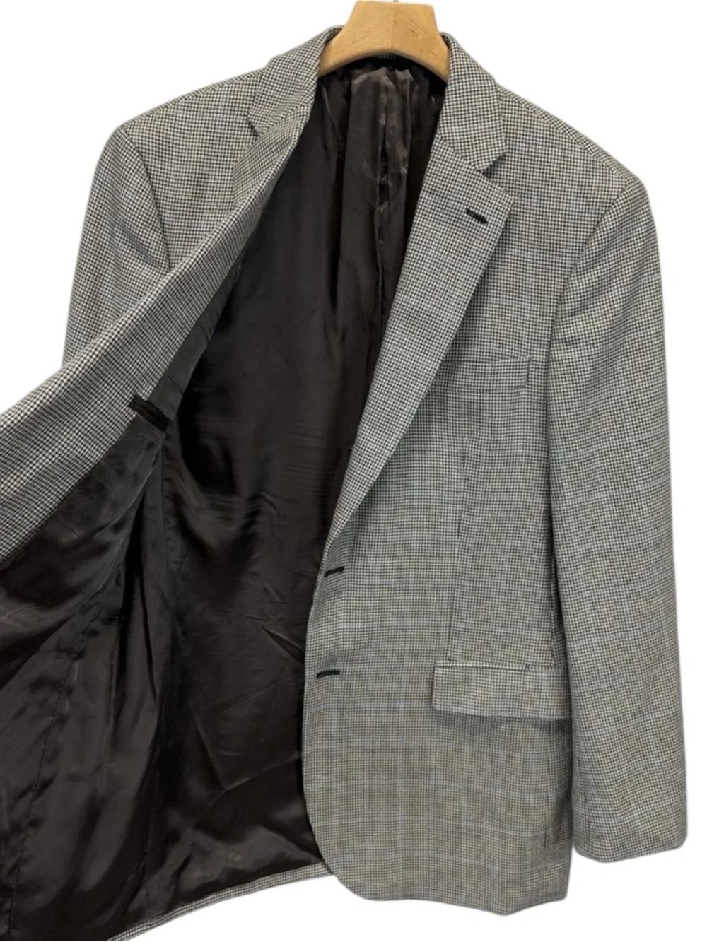 BROOKS BROTHERS 100% Worsted Wool Gray Houndstooth Two-Button Blazer 42R -- WOW!